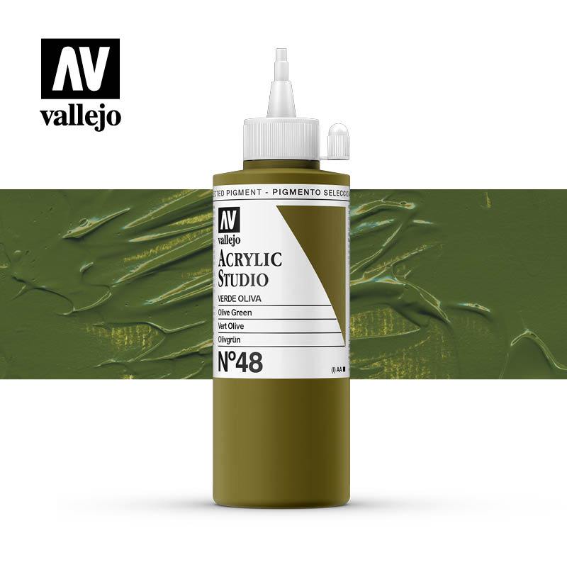 Vallejo Studio Acrylics 200ml - No.48 Olive Green