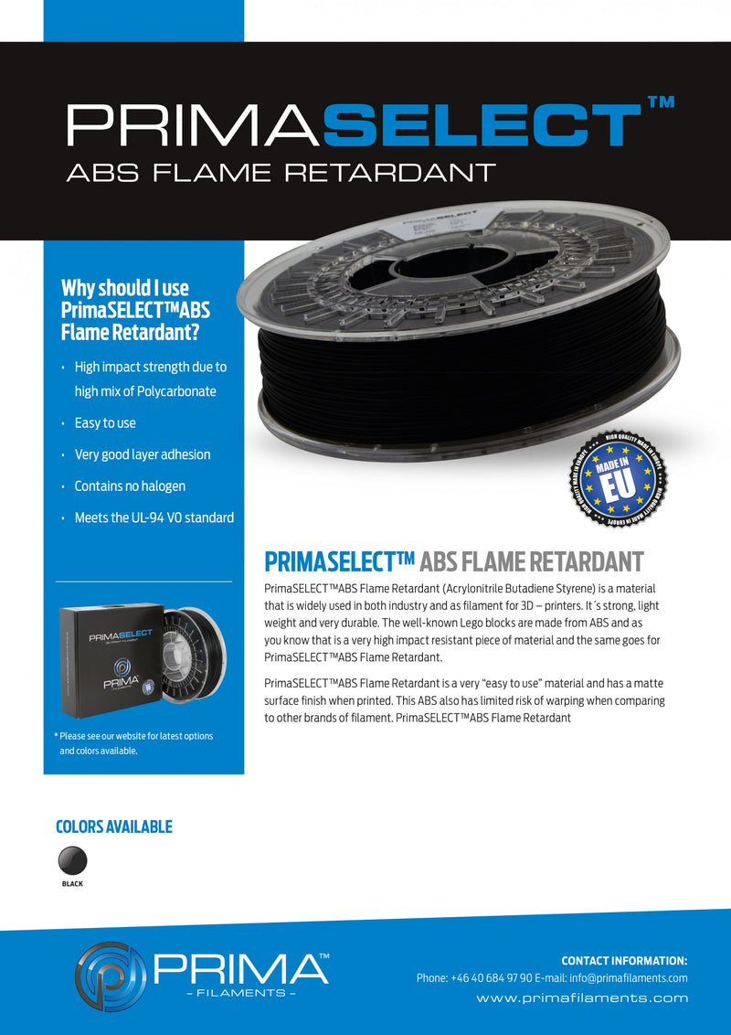 PRIMASELECT ABS+ FLAME RETARDANT - 1.75MM - 500 G - BLACK
