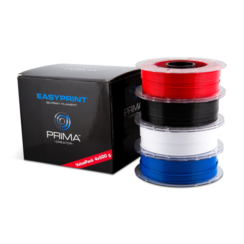 EASYPRINT PLA VALUE PACK STANDARD - 1.75MM - 4x 500g (TOTAL 2 KG) - WHITE, BLACK, RED, BLUE