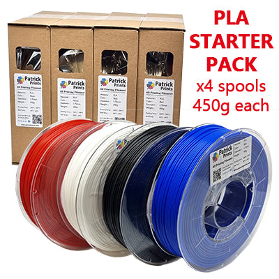 Patrick Prints Starter Pack - 1.75MM - 4x 450g (TOTAL 1.8 Kg) - WHITE, BLACK, RED, BLUE