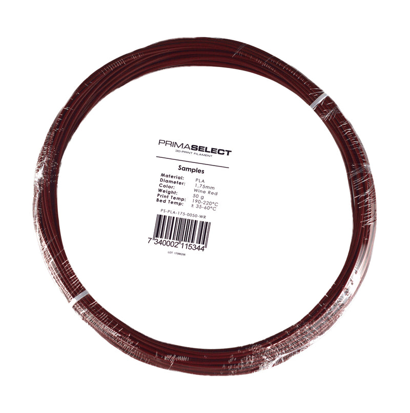 PRIMASELECT PLA SAMPLE- 1.75MM - 50 G - WINE RED