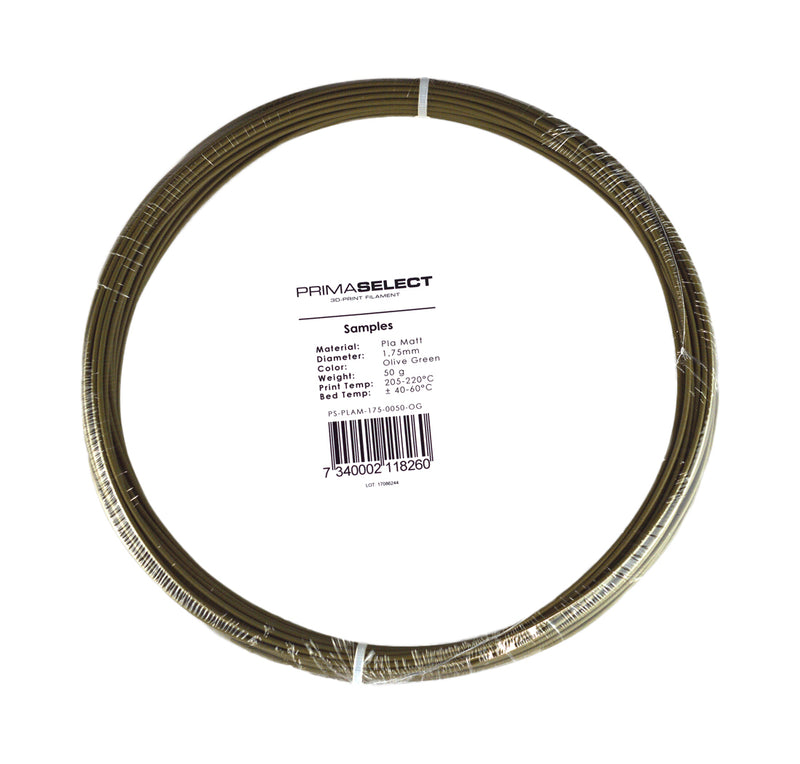 PRIMASELECT PLA MATT SAMPLE- 1.75MM - 50 G - OLIVE GREEN