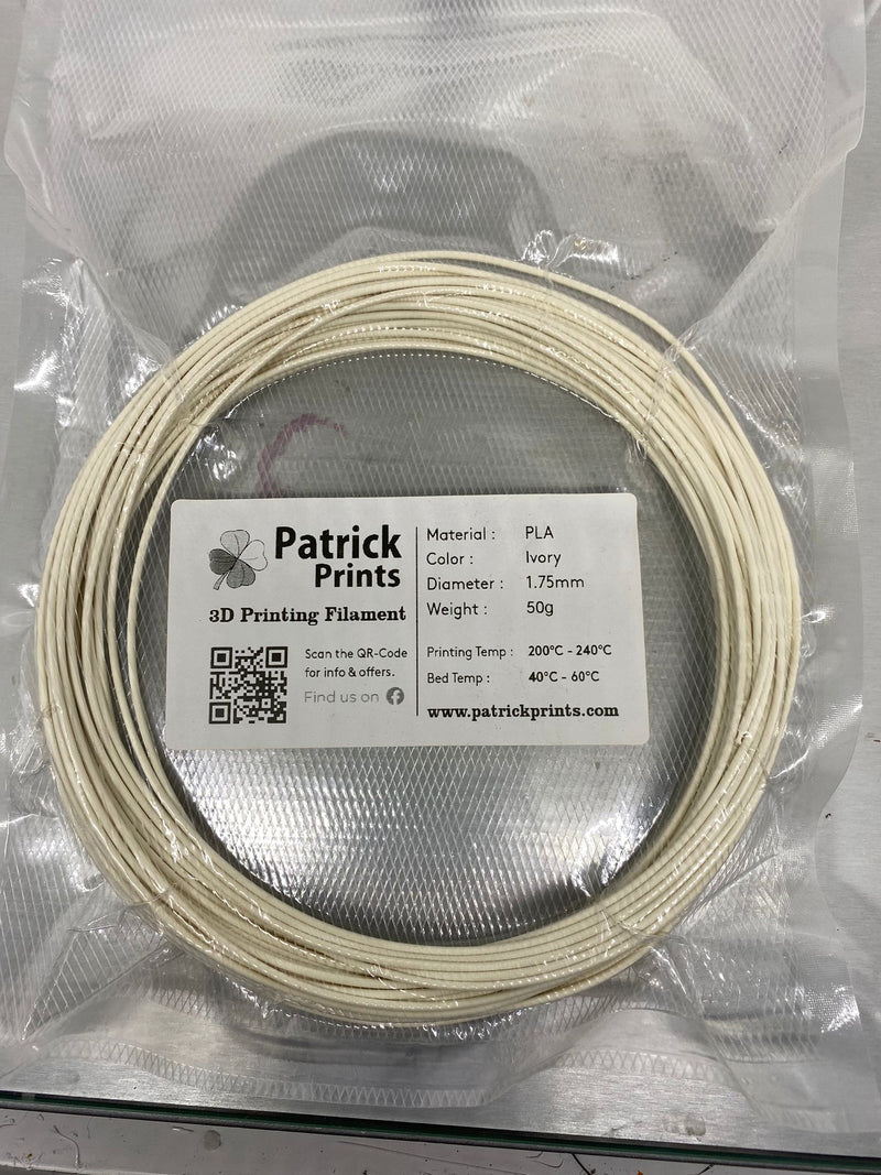 Patrick Prints - Ivory PLA 1.75MM SAMPLE 50g