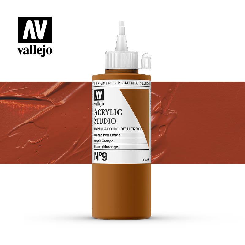 Vallejo Studio Acrylics 200ml - No.9 Orange Iron Oxide