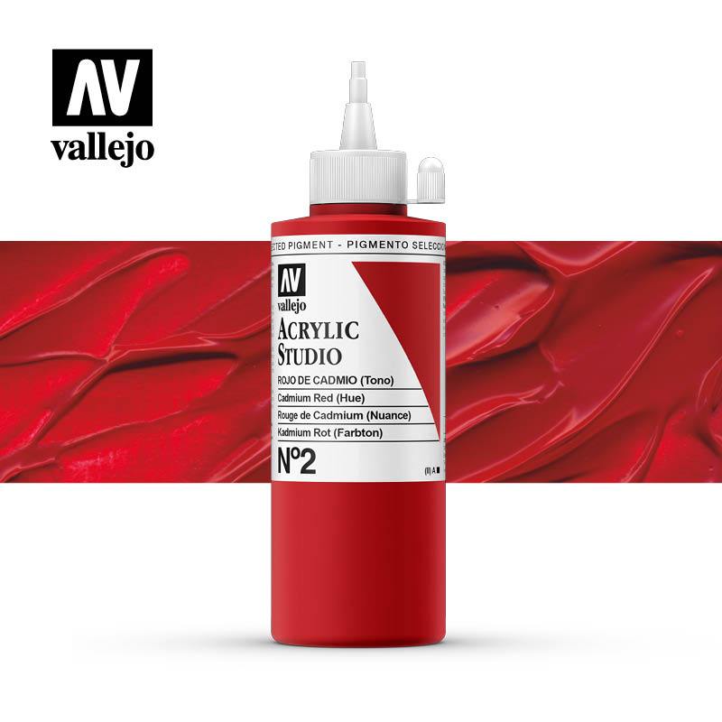 Vallejo Studio Acrylics 200ml - No.2 Cadmium Red