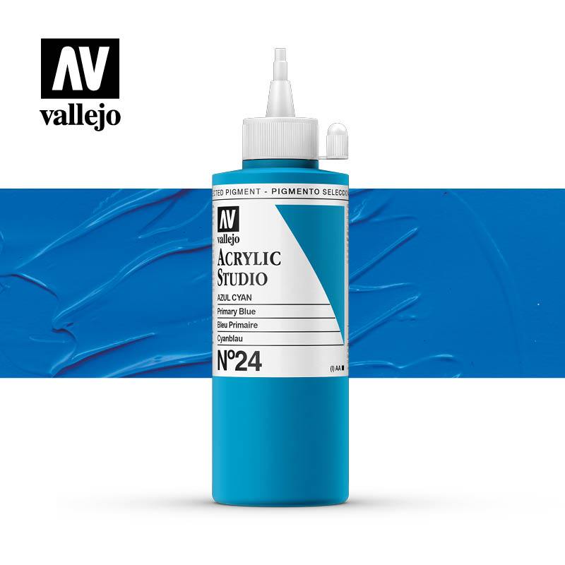 Vallejo Studio Acrylics 200ml - No.24 Cyan Blue (Primary Blue)