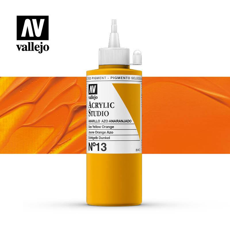Vallejo Studio Acrylics 200ml - No.13 Azo Yellow Orange