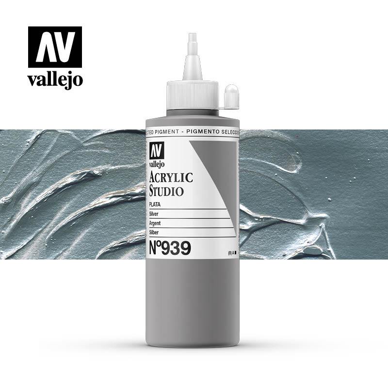 Vallejo Studio Acrylics 200ml - No.939 Silver