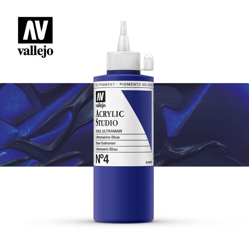 Vallejo Studio Acrylics 200ml - No.4 Ultramarine Blue