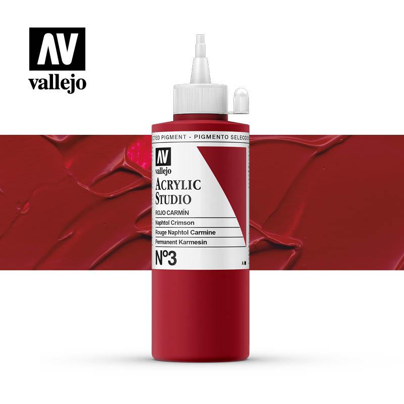 Vallejo Studio Acrylics 200ml - No.3 Napthol Crimson