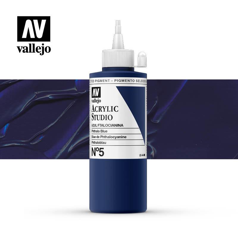 Vallejo Studio Acrylics 200ml - No.5 Phthalo Blue