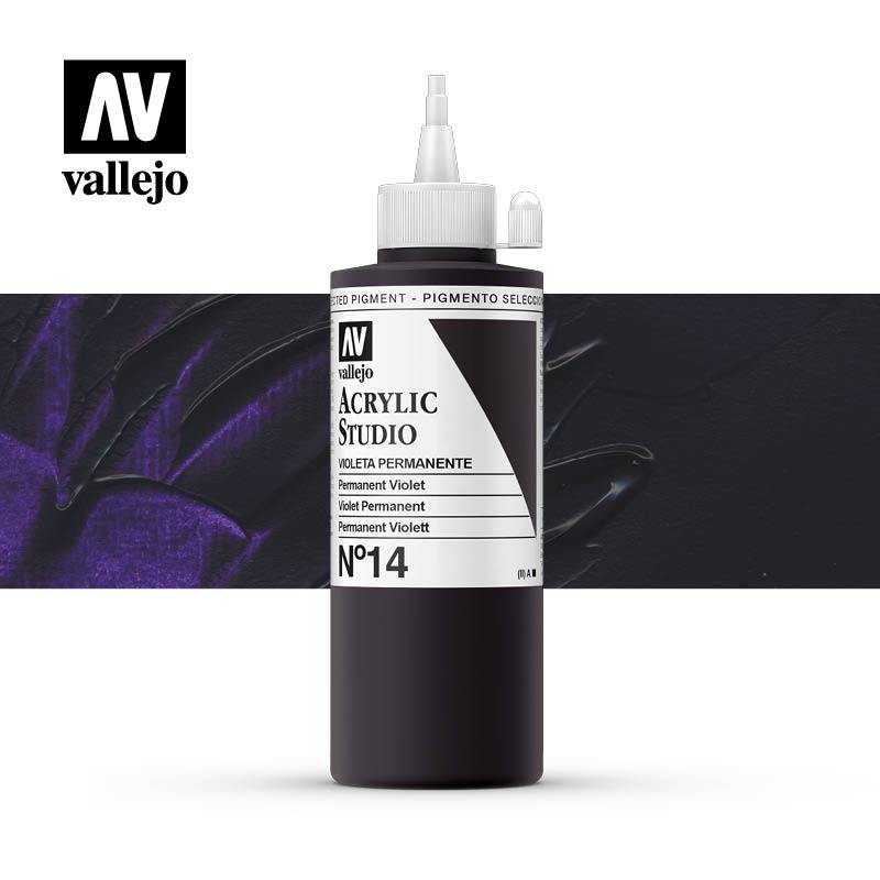 Vallejo Studio Acrylics 200ml - No.14 Permanent Violet