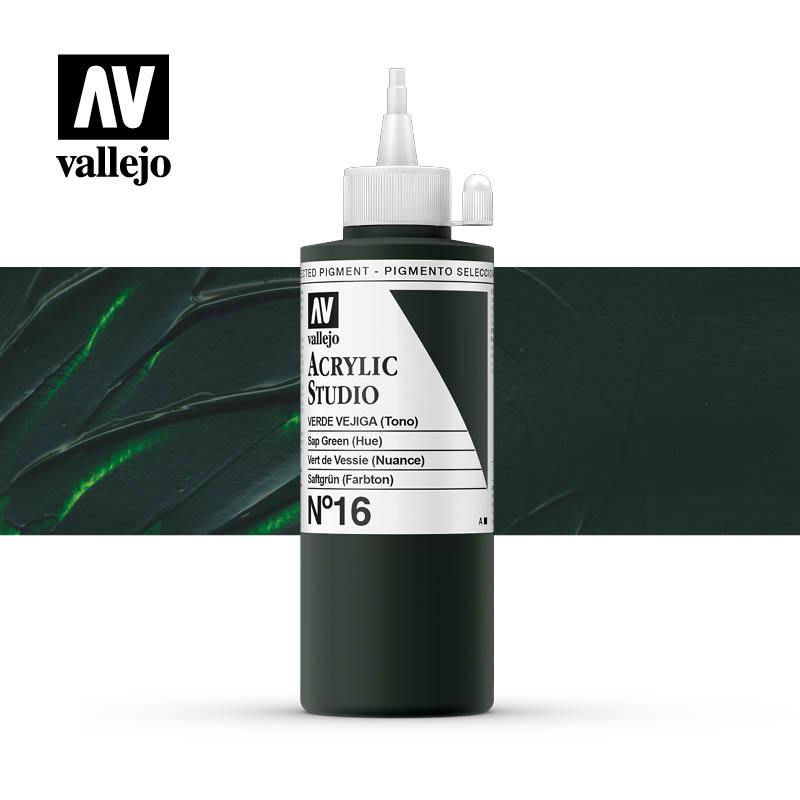 Vallejo Studio Acrylics 200ml - No.16 Sap Green