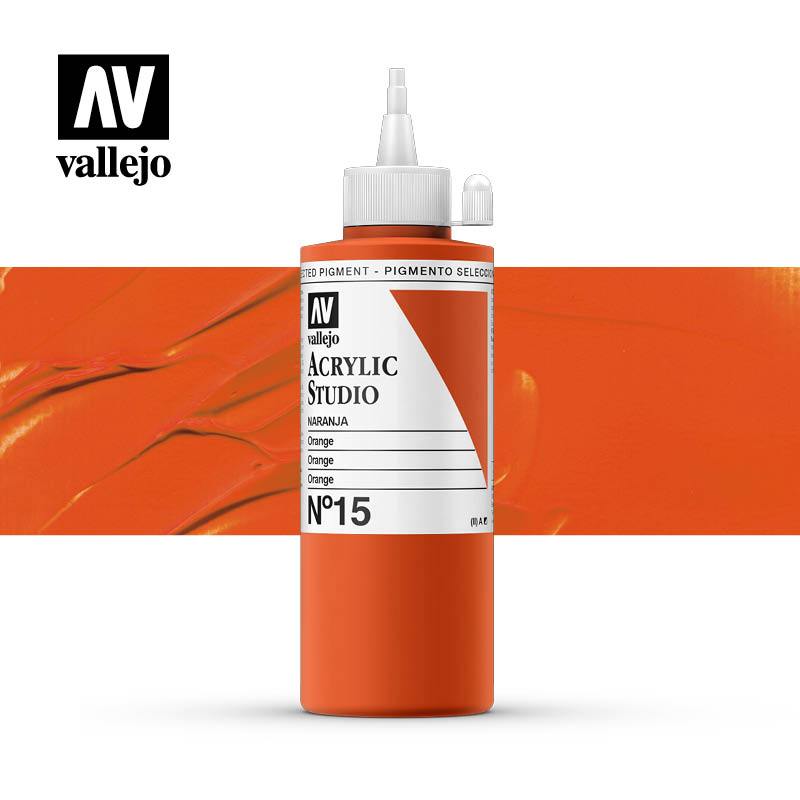 Vallejo Studio Acrylics 200ml - No.15 Orange